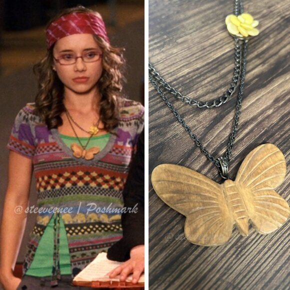 2000s Multi Strand Wooden Butterfly Necklace ASO Alex Russo / Kelsi Nielsen - Picture 3 of 11